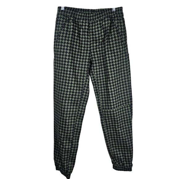 ADIDAS IVY PARK TWILL JOGGER PANTS- Unisex Youth Size XL- Green Houndstooth - Picture 1 of 13